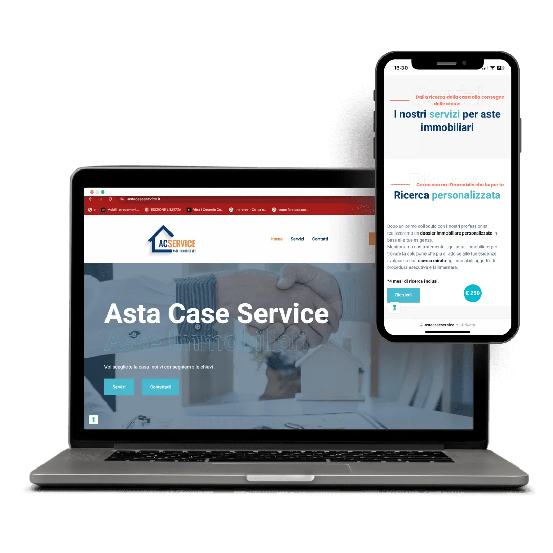 Sito web di Asta Case Ser vice, Desktop e Mobile