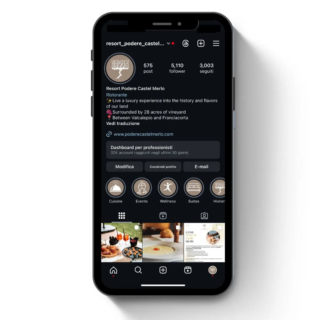 Profilo Instagram Podere Castel Merlo